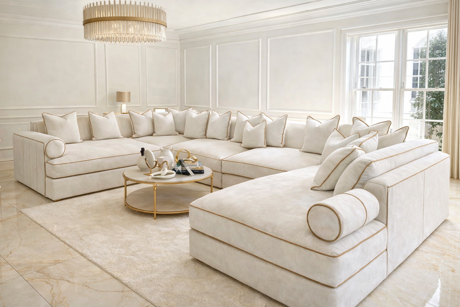 handcrafted bespoke sofa in a modern living room